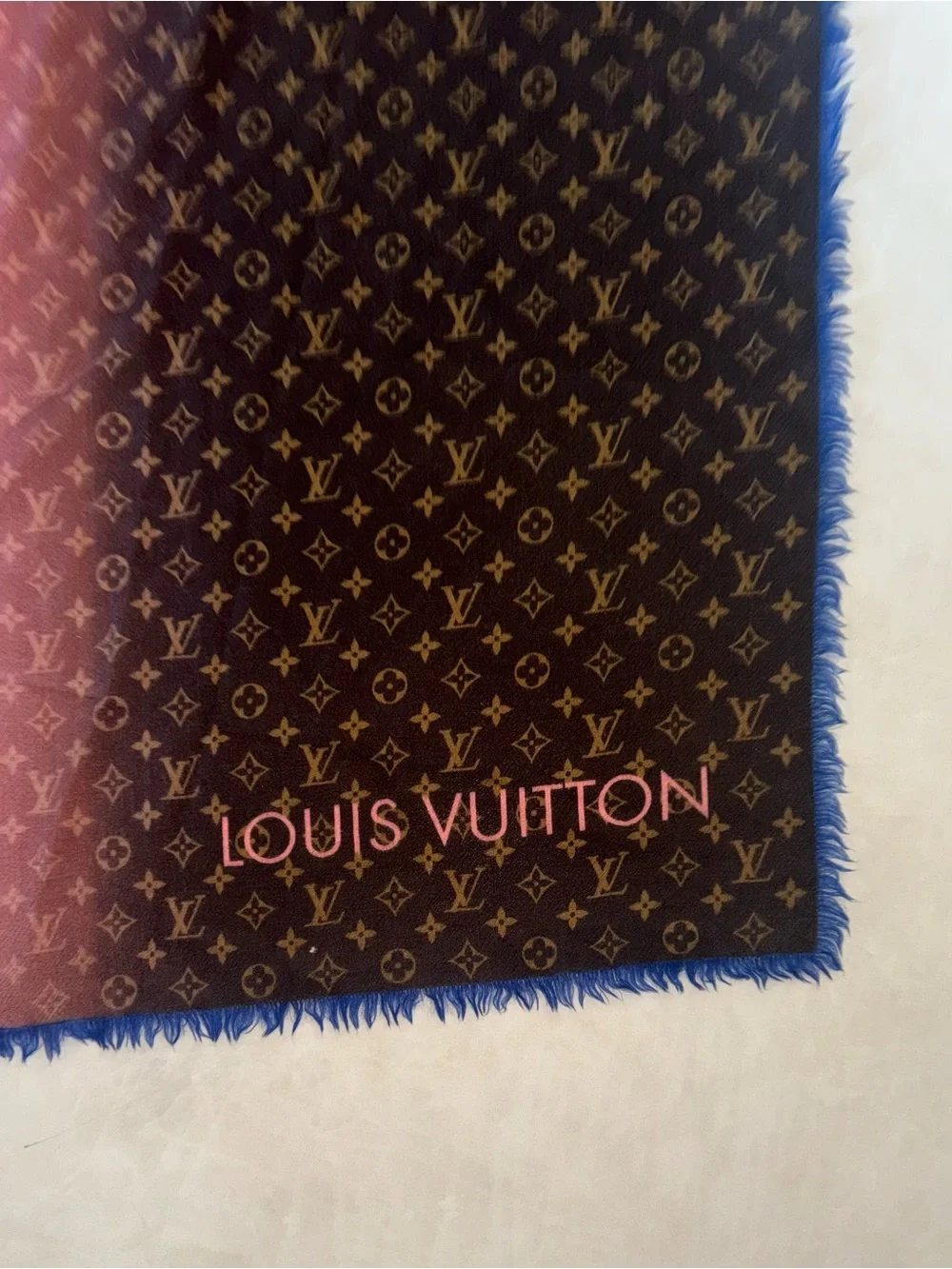 Louis Vuitton Monogram Shawl Brown and pink story